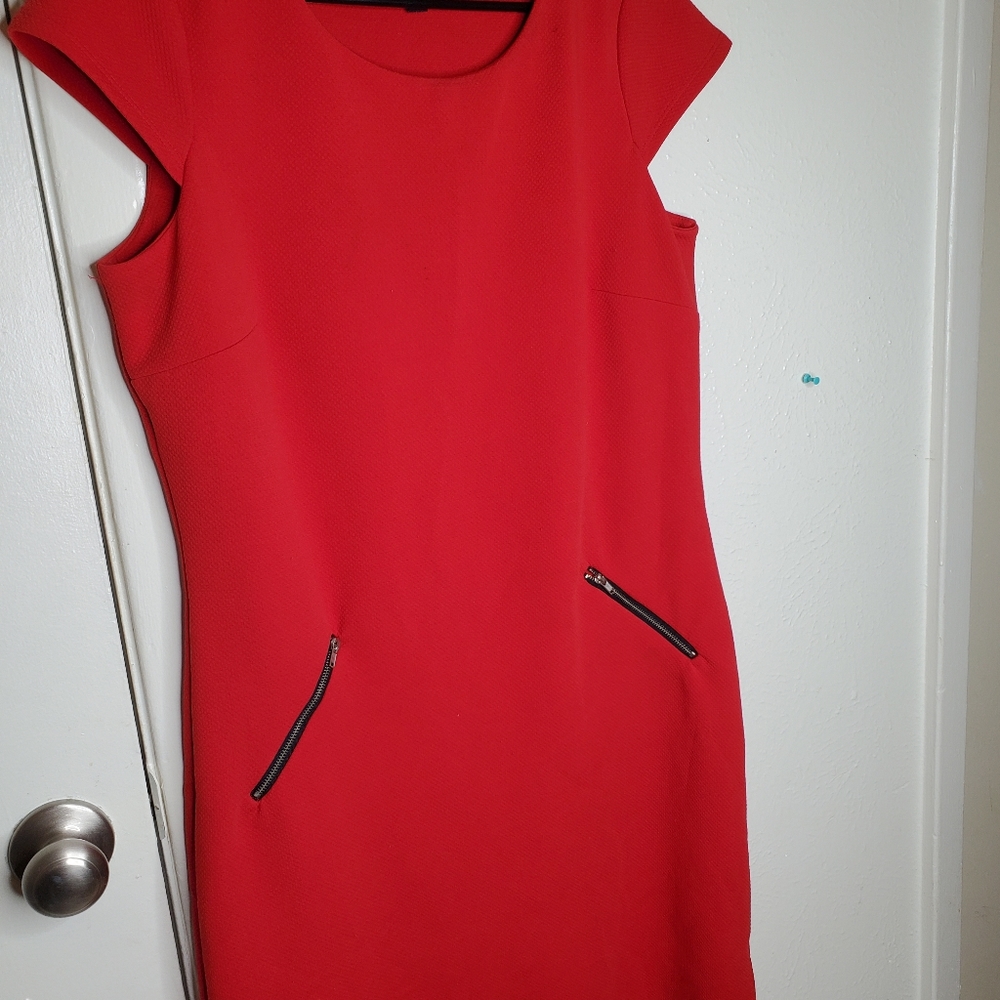 Red ILE NEW YORK Midi Office Dress